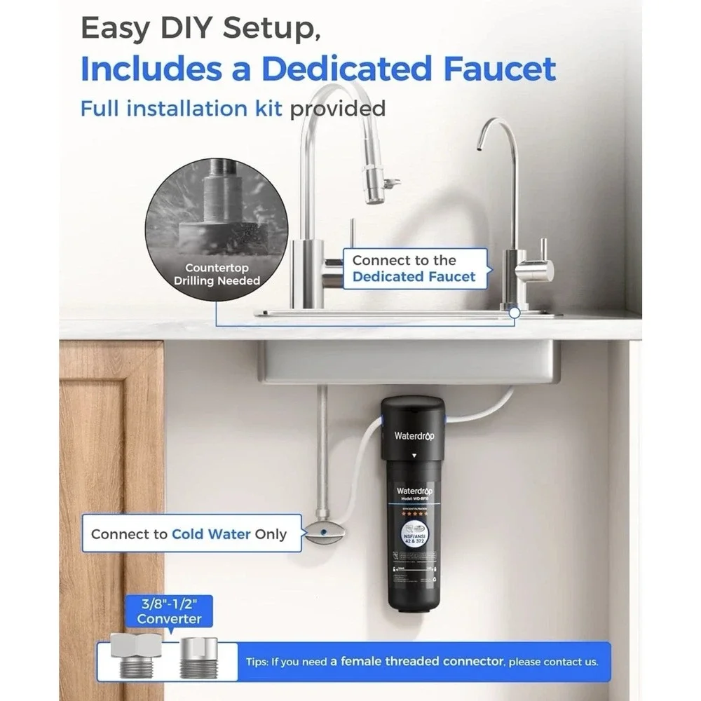 Waterdrop 10UB Under Sink Water Filter System,‎ with Stainless Steel Faucet